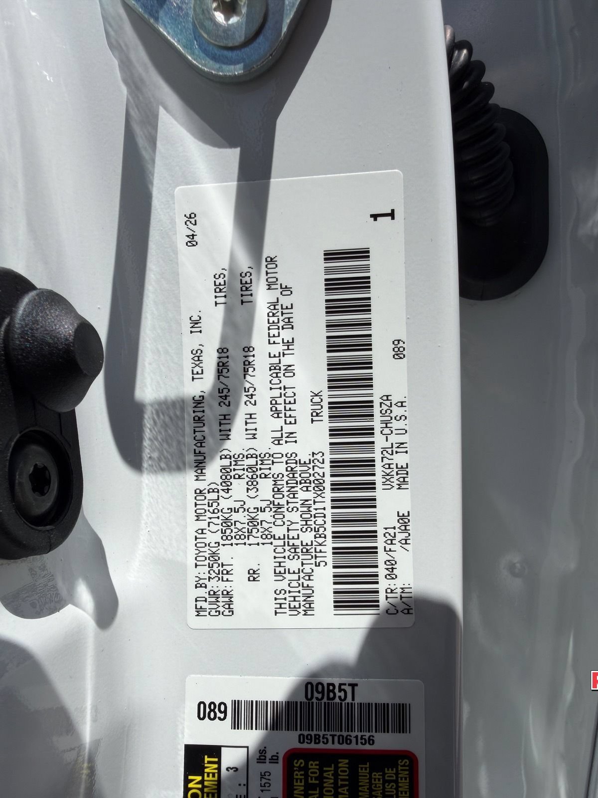 New 2026 Toyota Tundra SR RWD image 25