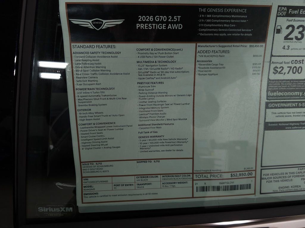New 2026 Genesis G70 2.5T Prestige image 27