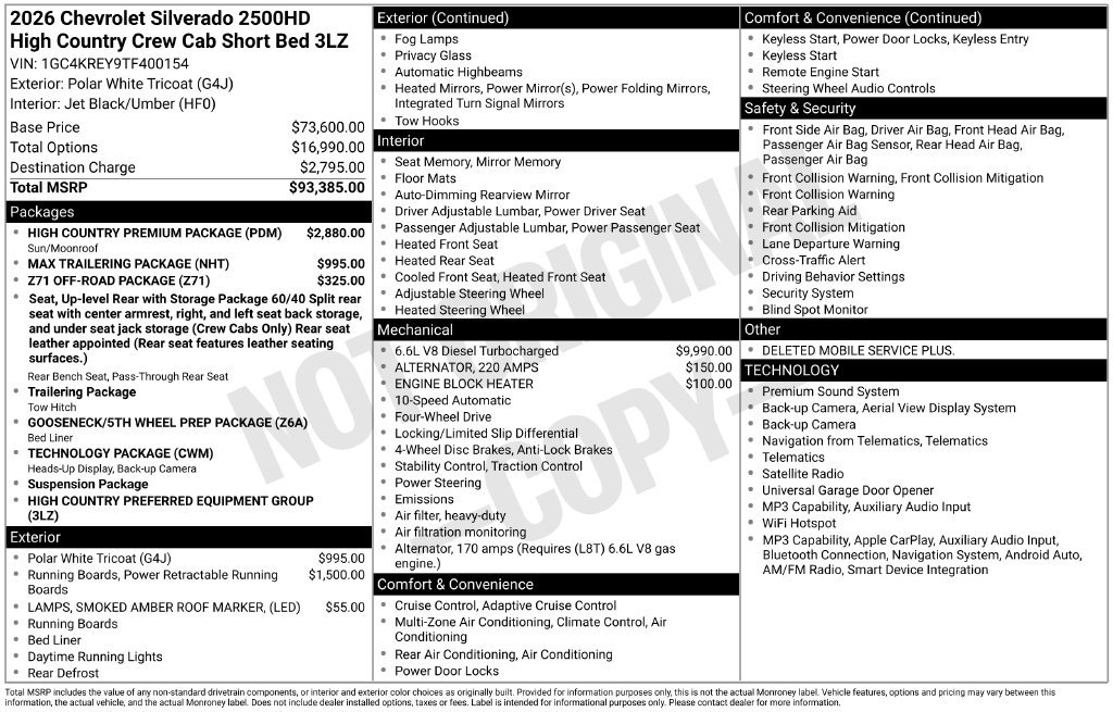 New 2026 Chevrolet Silverado 2500 High Country w/ High Country Premium Package AWD/4WD image 4