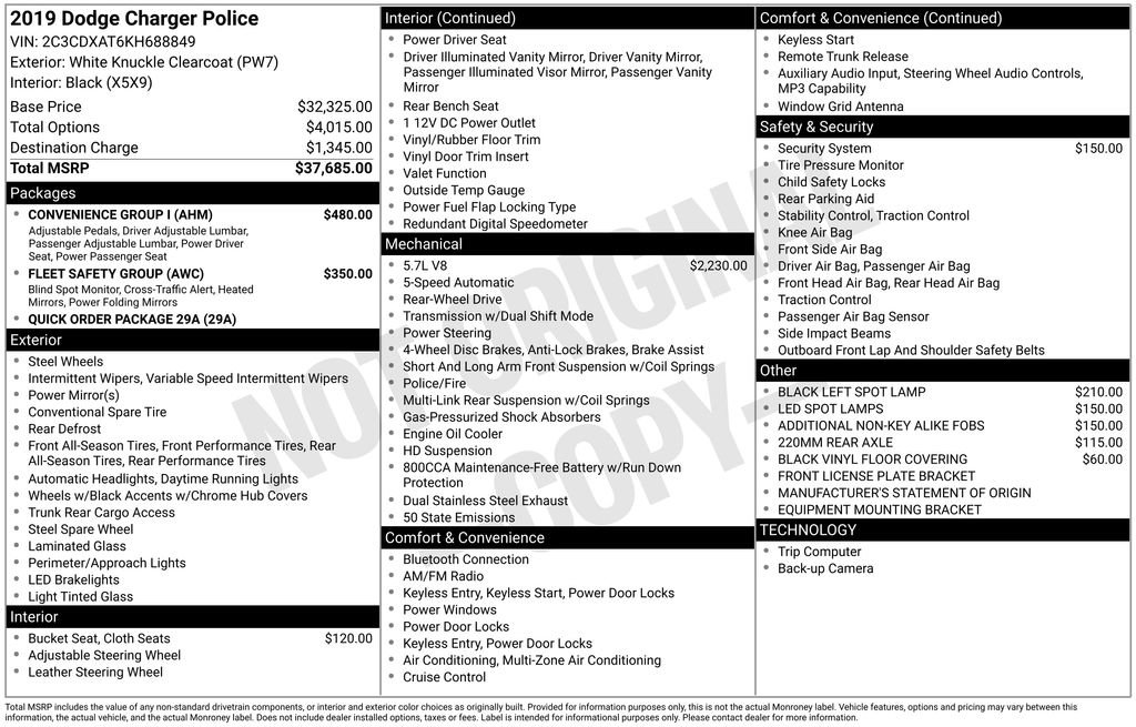 Used 2019 Dodge Charger Police w/ Convenience Group I RWD image 15