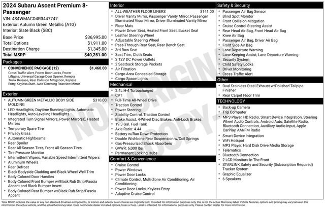 Used 2024 Subaru Ascent Premium w/ Convenience Package AWD/4WD image 32