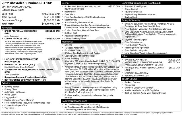Used 2022 Chevrolet Suburban RST w/ Sport Performance Package AWD/4WD image 38