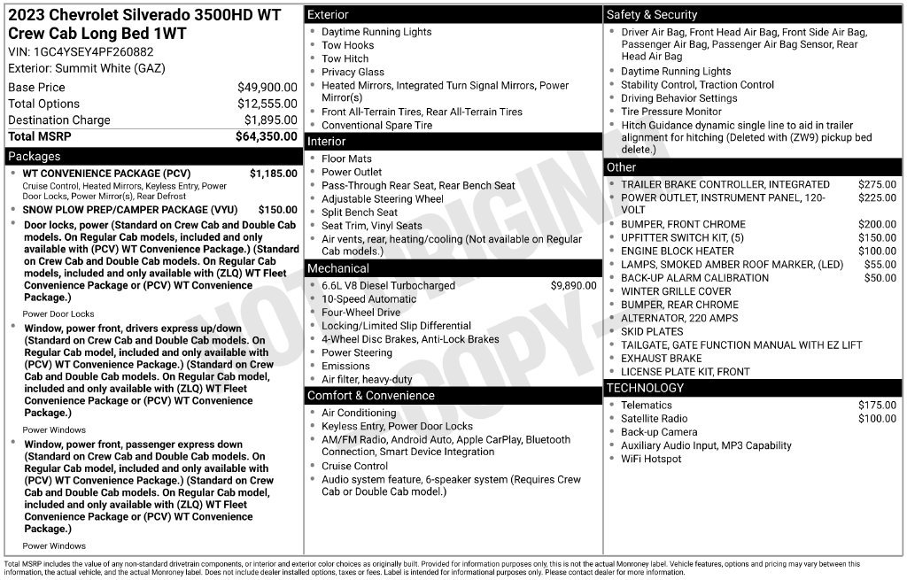 Used 2023 Chevrolet Silverado 3500 W/T w/ WT Convenience Package AWD/4WD image 10