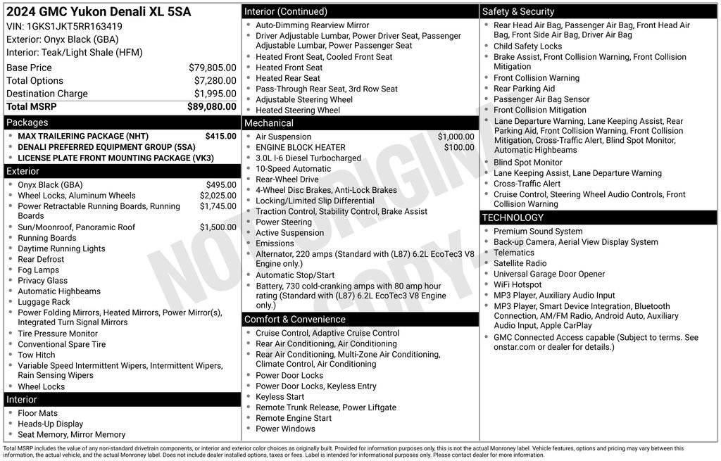 Used 2024 GMC Yukon XL Denali w/ Max Trailering Package RWD image 37