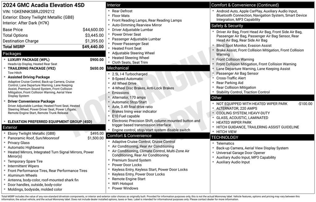 Used 2024 GMC Acadia Elevation w/ Luxury Package AWD/4WD image 50