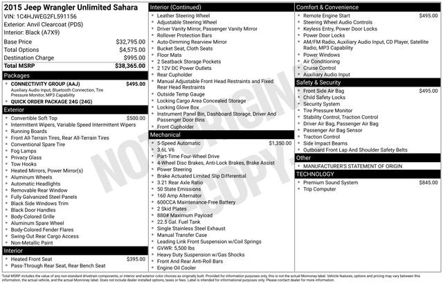 Used 2015 Jeep Wrangler Unlimited Sahara w/ Connectivity Group image 6