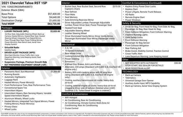 Used 2021 Chevrolet Tahoe RST w/ Luxury Package RWD image 5