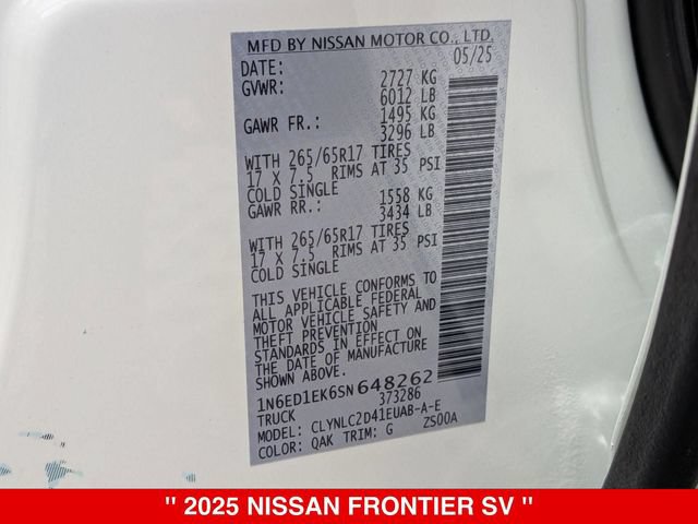 New 2025 Nissan Frontier SV w/ SV Convenience Package AWD/4WD image 39