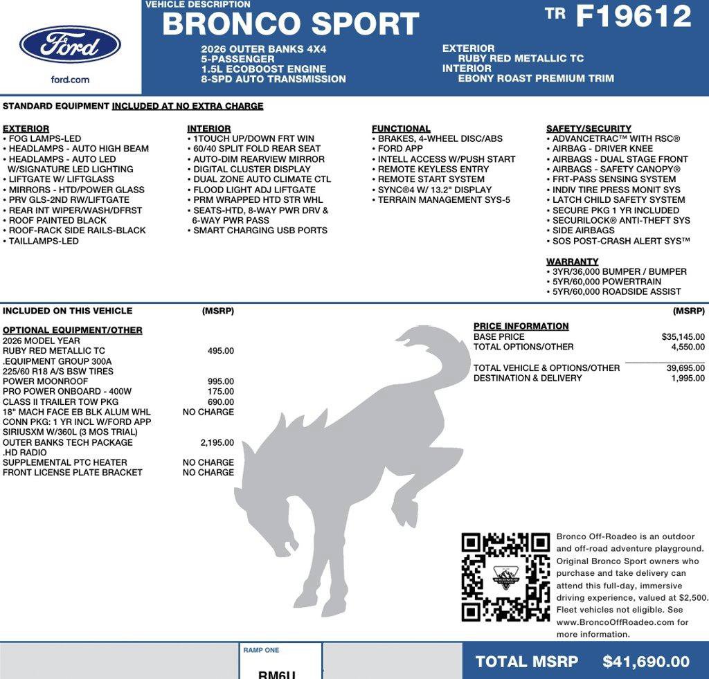 New 2026 Ford Bronco Sport Outer Banks w/ Outer Banks Tech Package+ AWD/4WD image 2