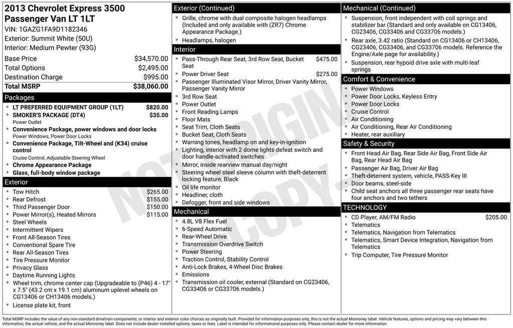 Used 2013 Chevrolet Express 3500 LT w/ LT Preferred Equipment Group RWD image 2