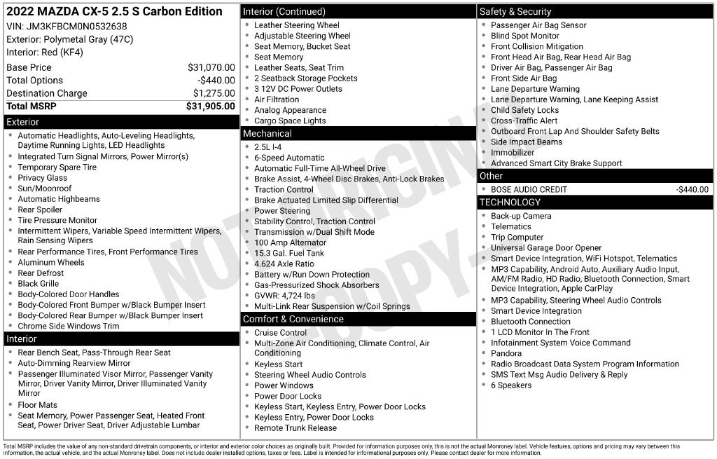 Used 2022 MAZDA CX-5 Carbon Edition AWD/4WD image 36