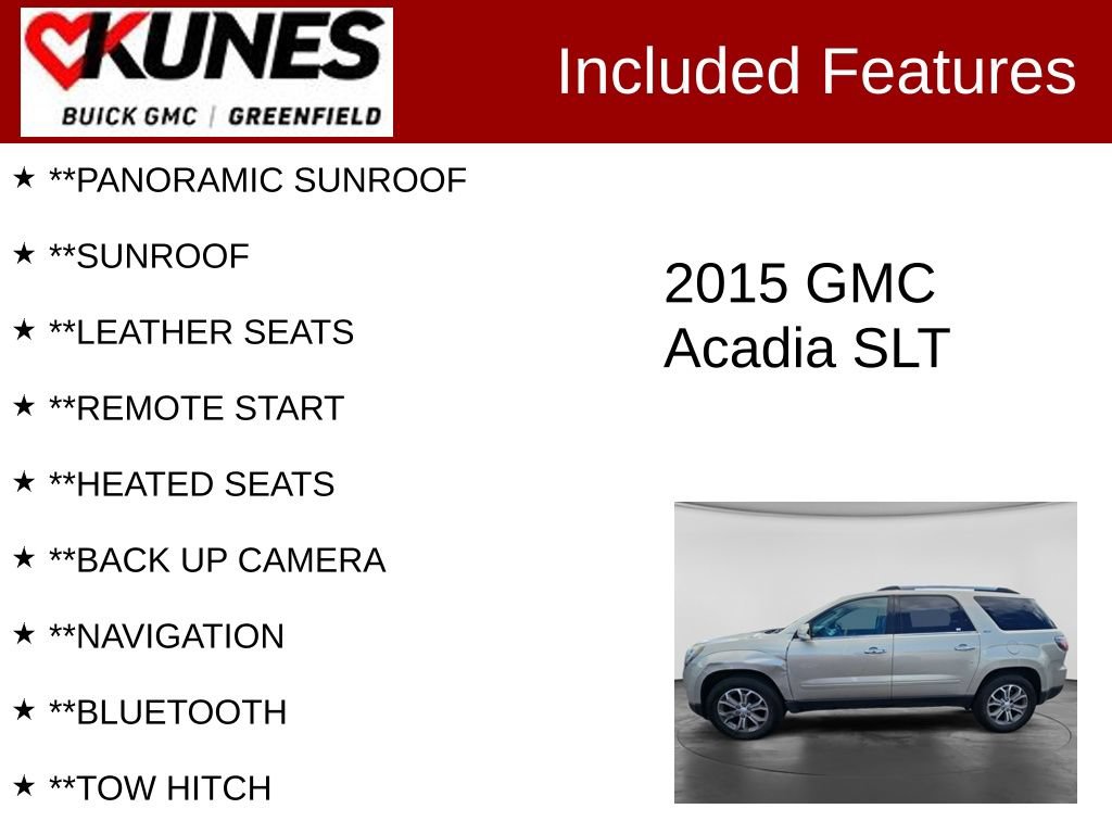 Used 2015 GMC Acadia SLT w/ Open Road Package AWD/4WD image 2