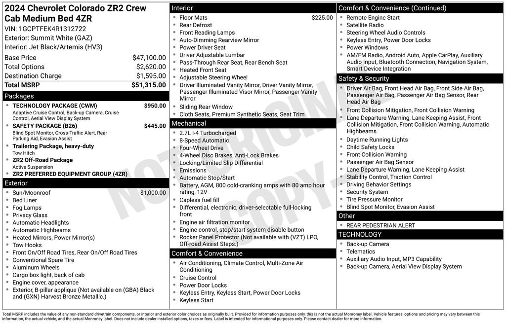 Used 2024 Chevrolet Colorado ZR2 w/ Technology Package AWD/4WD image 9