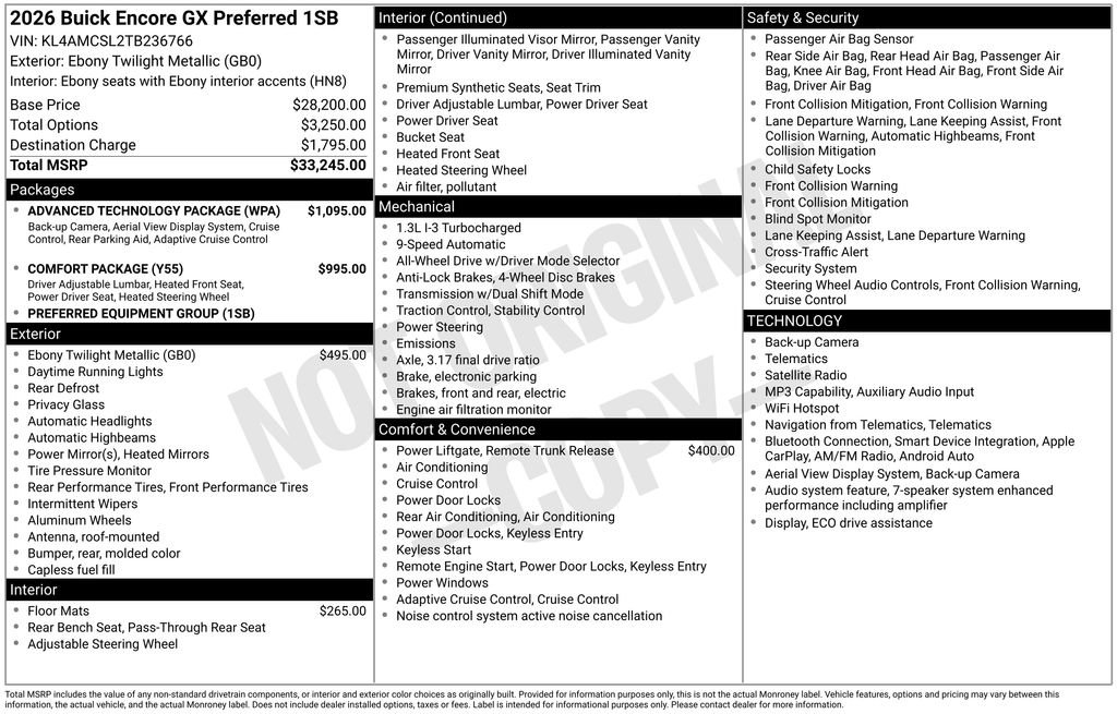 New 2026 Buick Encore GX Preferred w/ Advanced Technology Package AWD/4WD image 25