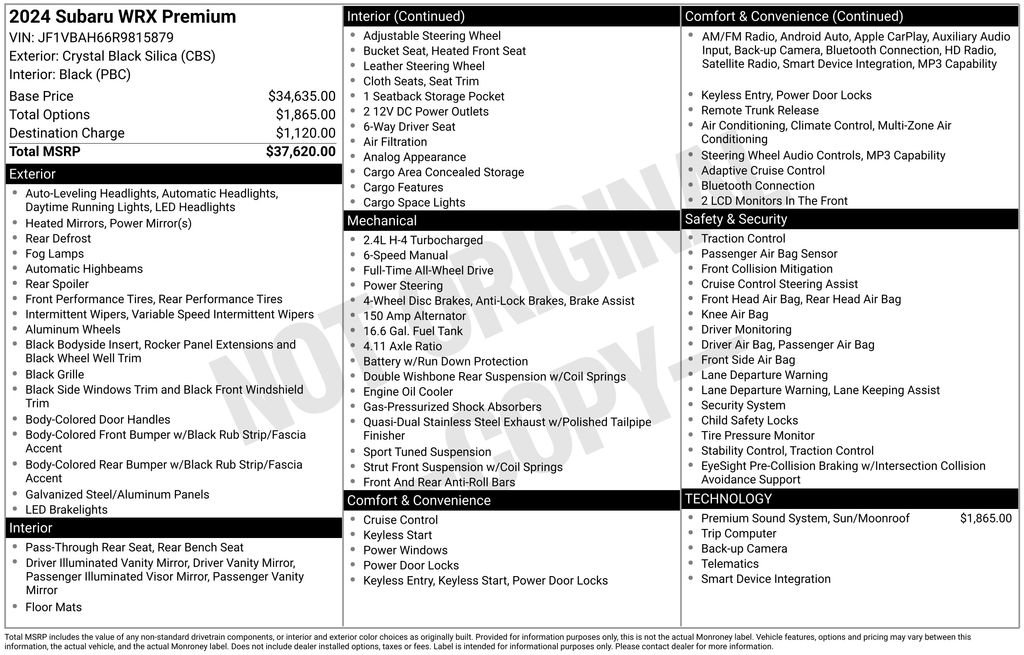 Used 2024 Subaru WRX Premium image 7