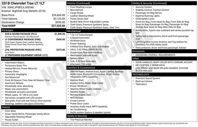 Used 2018 Chevrolet Trax LT w/ Sun & Sound Package image 7