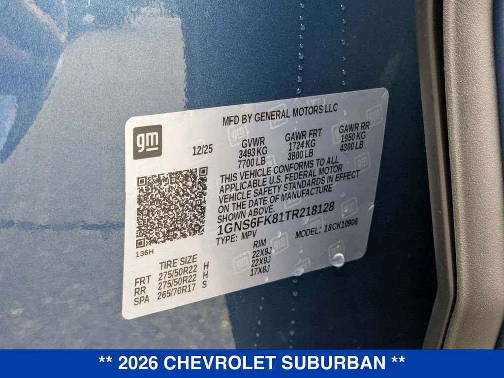 New 2026 Chevrolet Suburban Premier w/ Sun And Tow Package AWD/4WD image 43