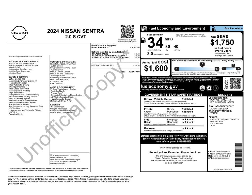 Certified 2024 Nissan Sentra S FWD image 8