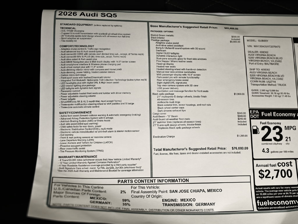 New 2026 Audi SQ5 Prestige AWD/4WD image 25