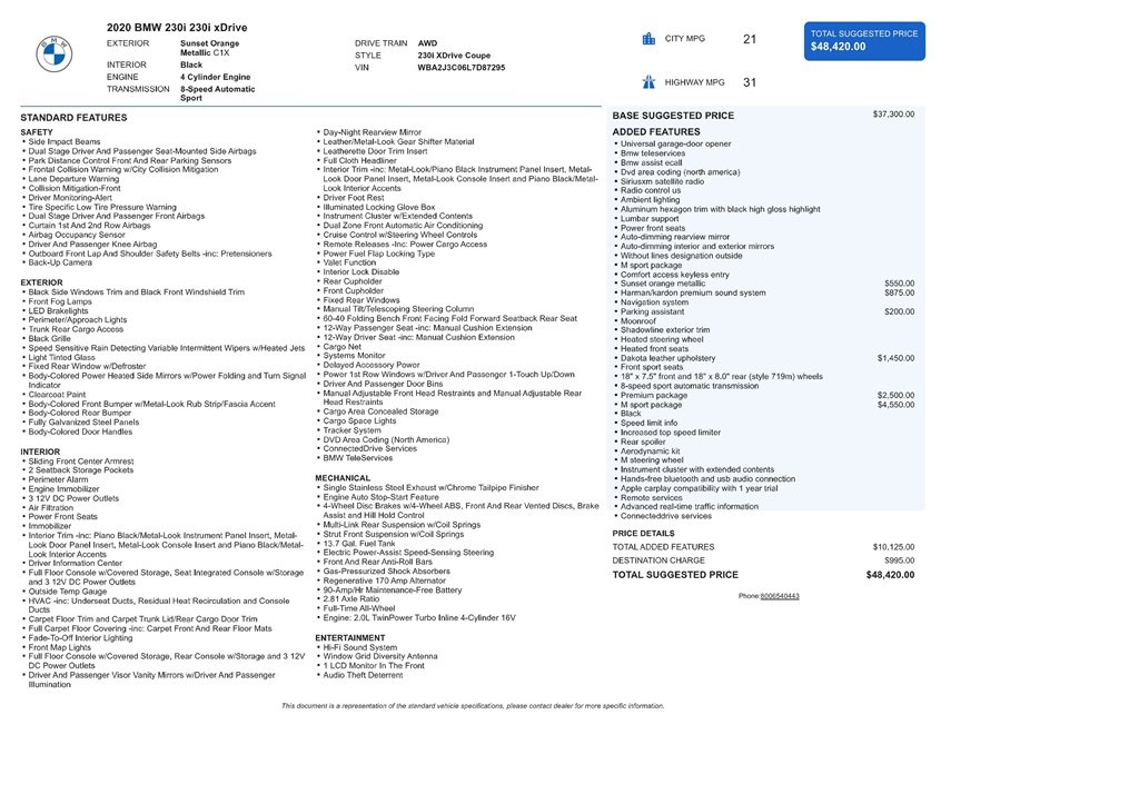 Used 2020 BMW 230i xDrive 230i xDrive w/ M Sport Package image 9