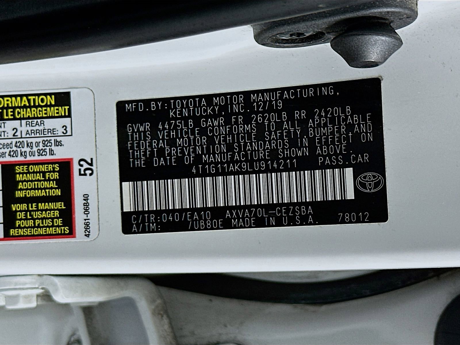 Certified 2020 Toyota Camry SE image 31