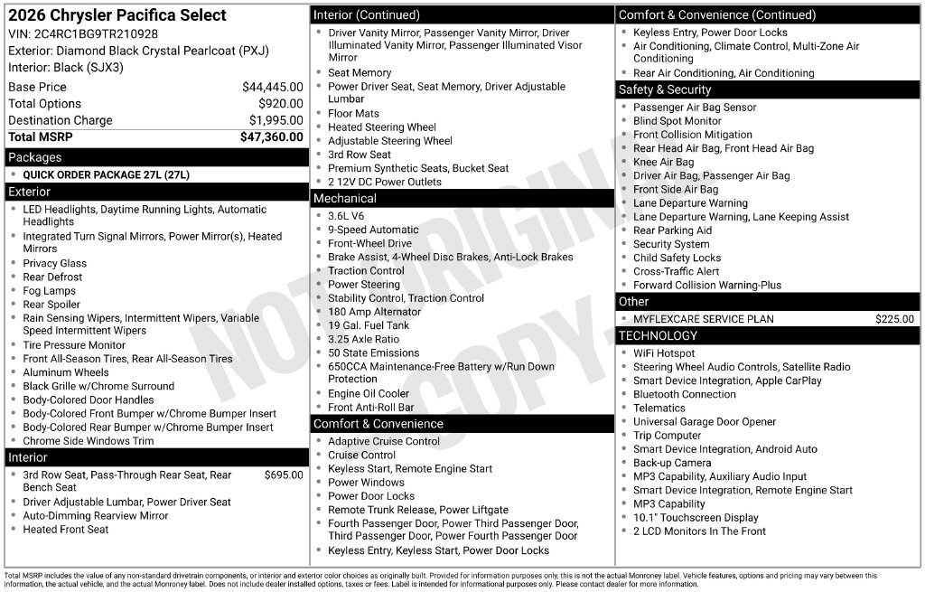 New 2026 Chrysler Pacifica Select FWD image 6