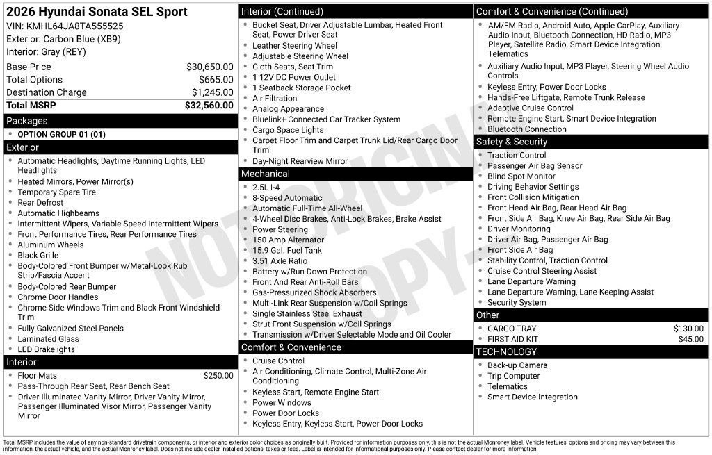New 2026 Hyundai Sonata SEL AWD/4WD image 22