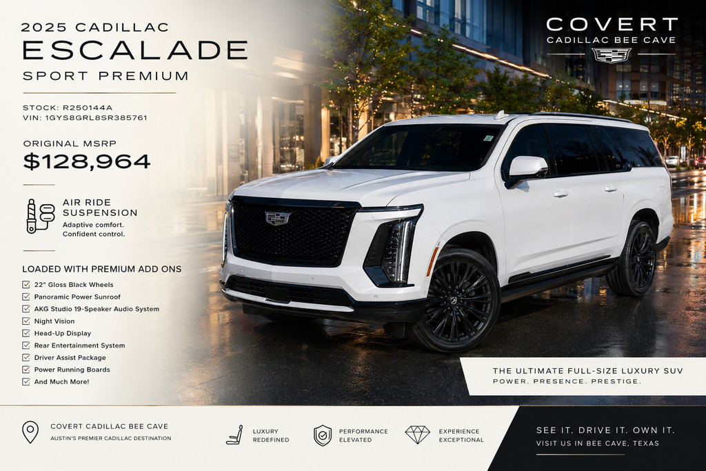 Certified 2025 Cadillac Escalade Sport Platinum w/ LPO, ONYX Package RWD 360° Tour
