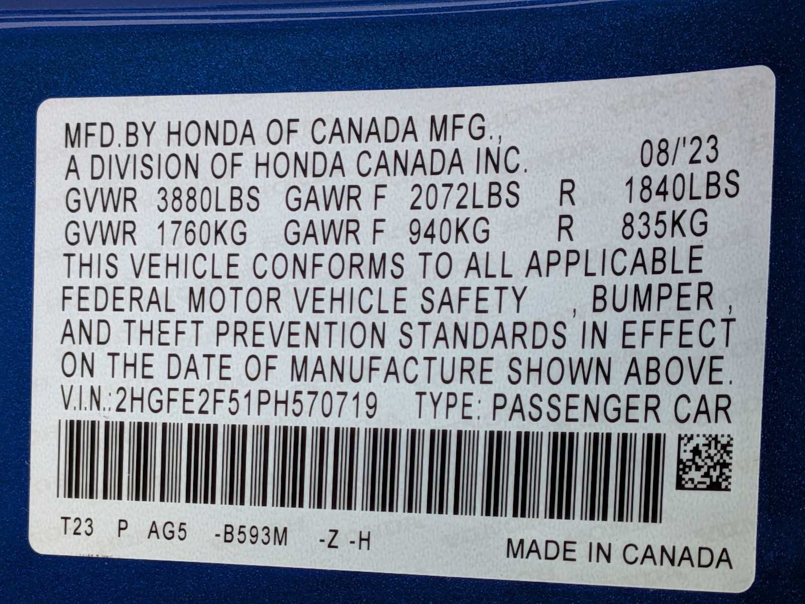 Certified 2023 Honda Civic Sport image 30