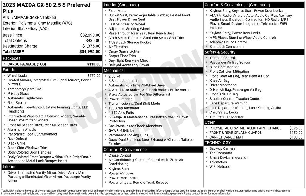 Used 2023 MAZDA CX-50 2.5 S w/ Cargo Package image 40