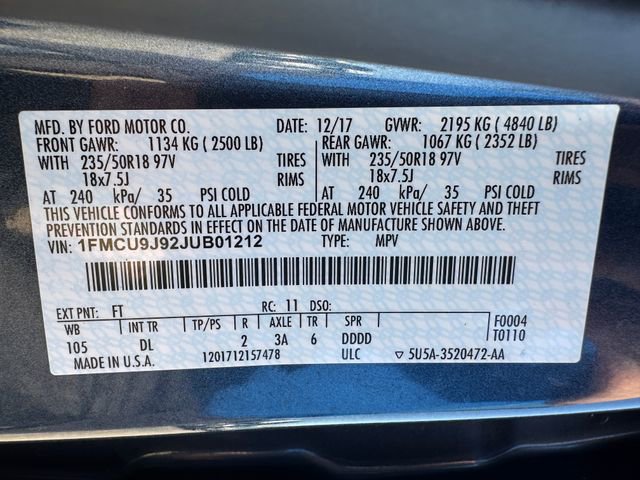 Used 2018 Ford Escape Titanium w/ Ford Safe & Smart Package AWD/4WD image 14
