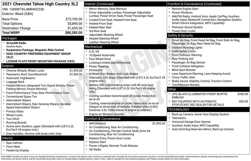 Used 2021 Chevrolet Tahoe High Country AWD/4WD image 7