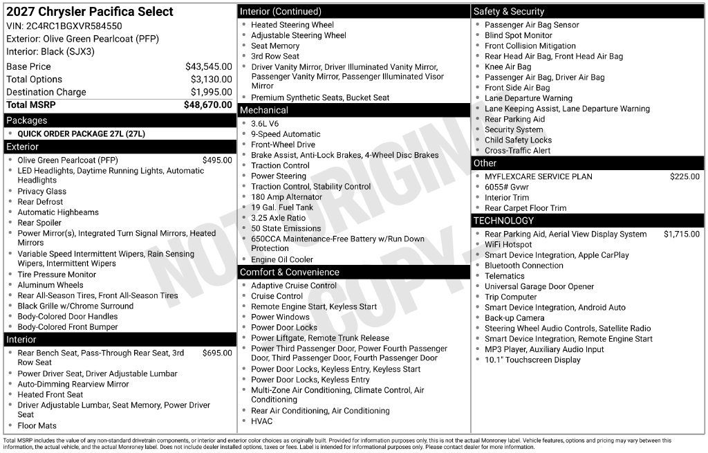 New 2027 Chrysler Pacifica Select FWD image 40