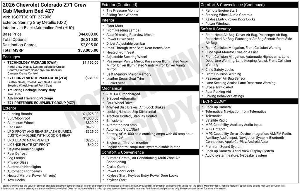 New 2026 Chevrolet Colorado Z71 w/ Technology Package AWD/4WD image 27
