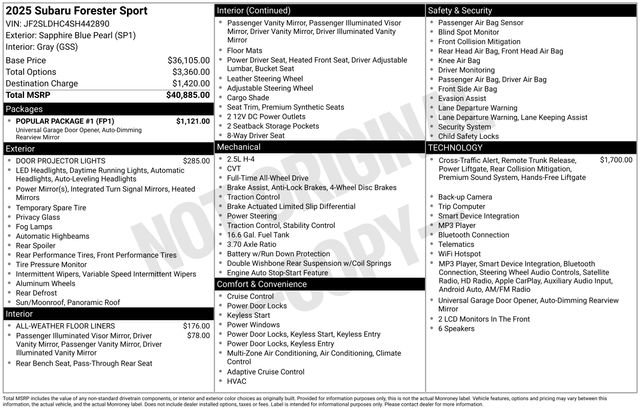 Certified 2025 Subaru Forester Sport w/ Popular Package #1 AWD/4WD image 38