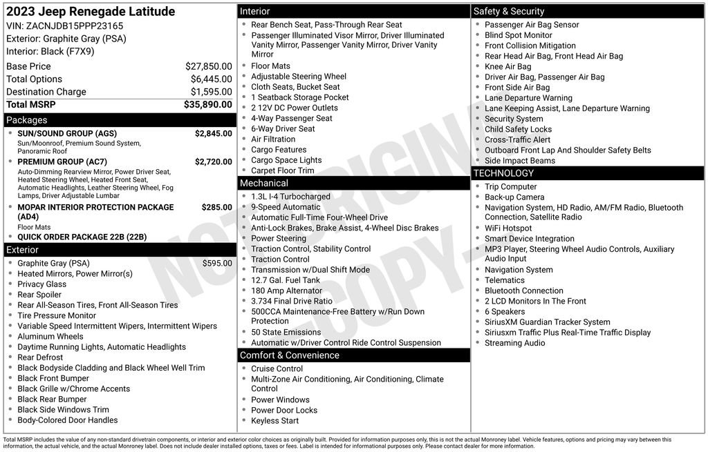 Used 2023 Jeep Renegade Latitude w/ Sun/Sound Group AWD/4WD image 27