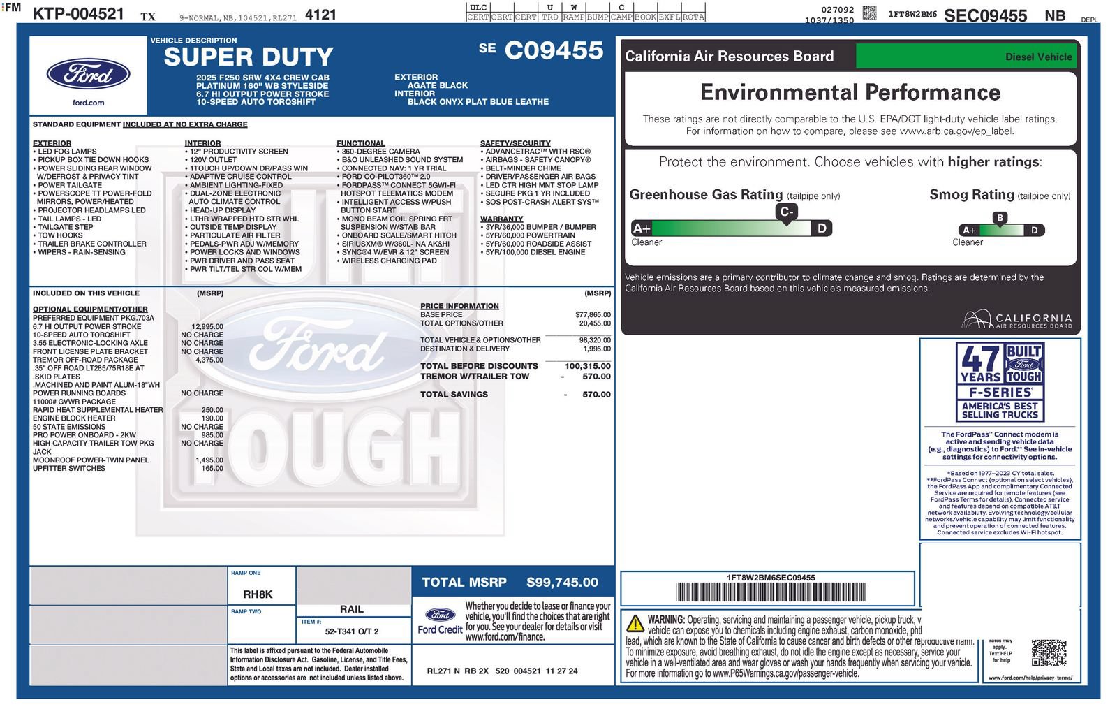 Used 2025 Ford F250 Platinum w/ Tremor Off-Road Package AWD/4WD image 15