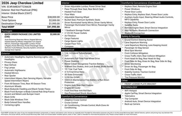 New 2026 Jeep Cherokee Limited AWD/4WD image 32