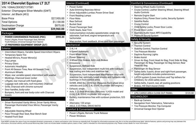 Used 2014 Chevrolet Equinox LT w/ Power Convenience Package FWD image 4