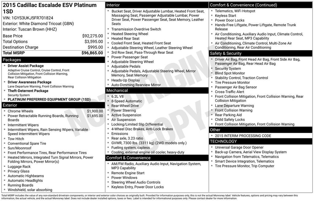Used 2015 Cadillac Escalade ESV Platinum image 2
