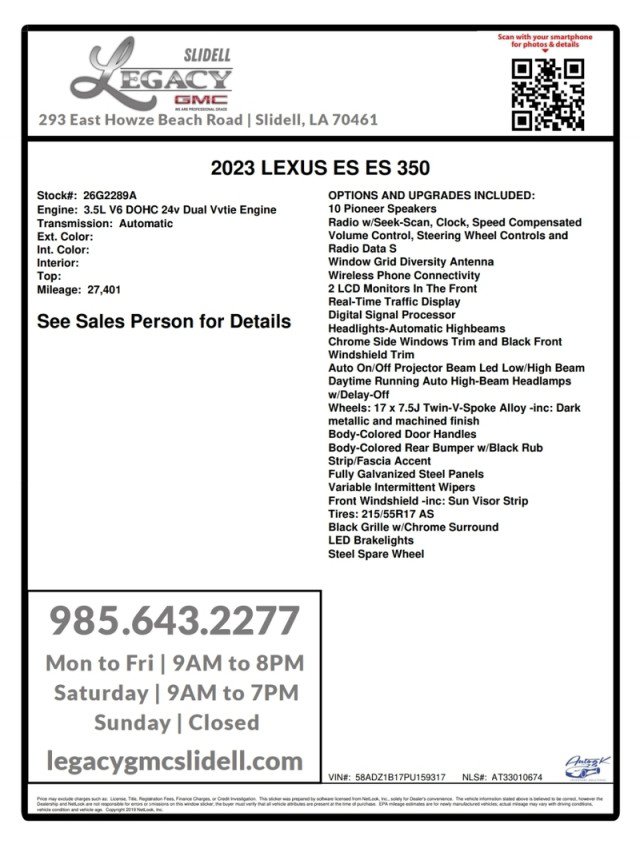 Used 2023 Lexus ES 350 w/ Premium Package FWD image 29