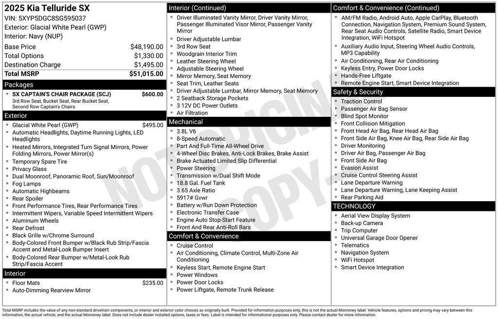 Certified 2025 Kia Telluride SX w/ SX Captain's Chair Package AWD/4WD image 7