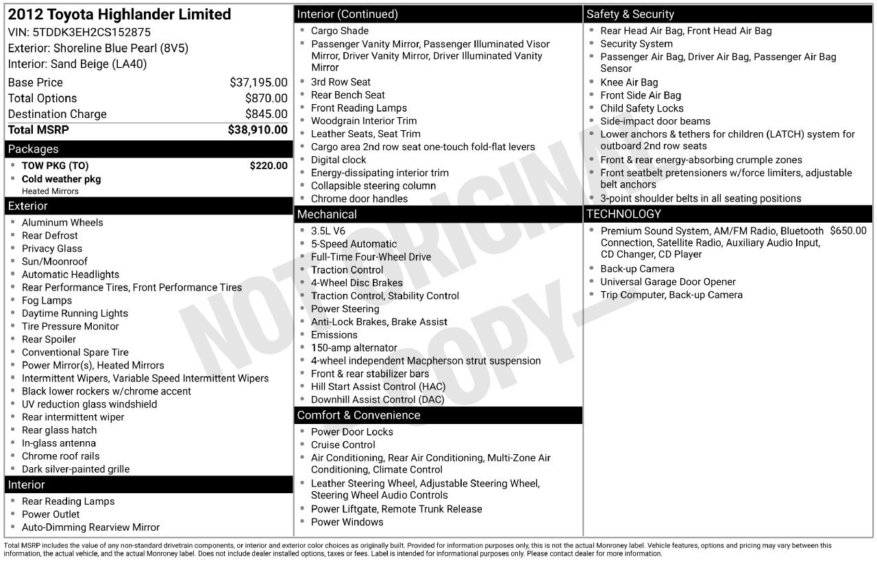 Used 2012 Toyota Highlander Limited w/ Tow Pkg AWD/4WD image 41