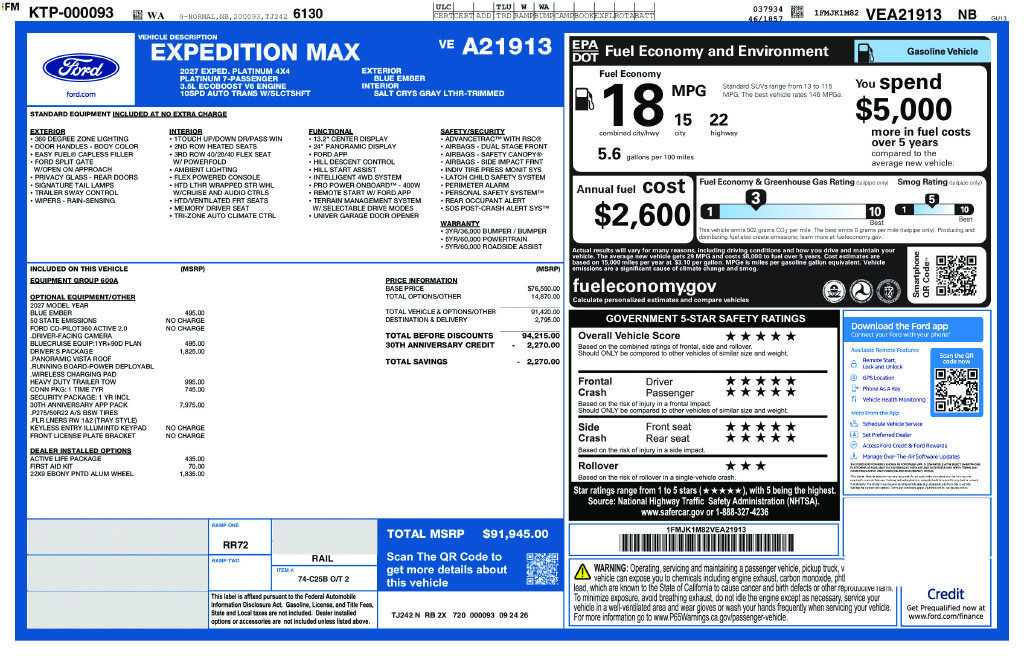 New 2027 Ford Expedition Max Platinum AWD/4WD image 8