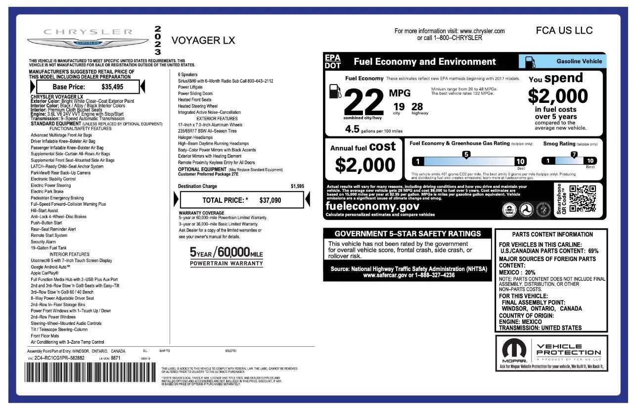 Used 2023 Chrysler Voyager LX FWD image 8