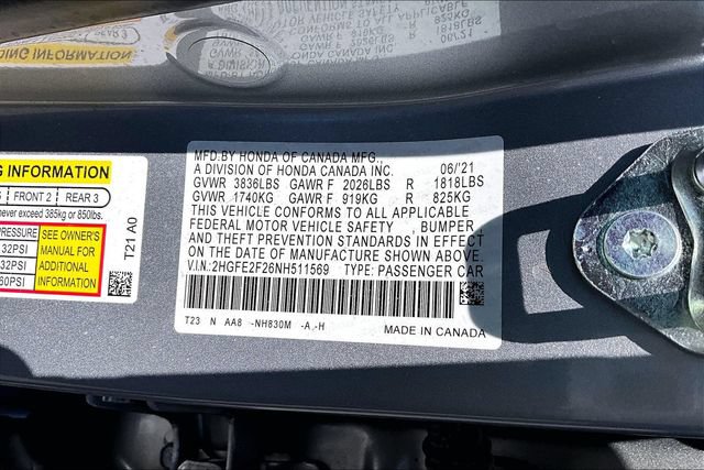 Certified 2022 Honda Civic LX image 18