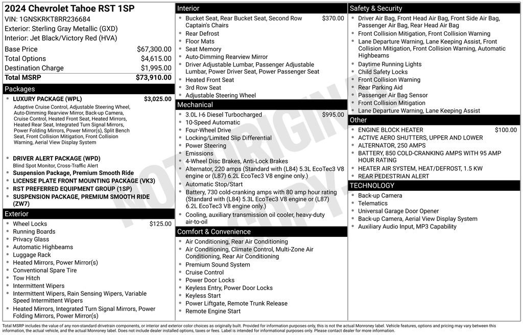 Used 2024 Chevrolet Tahoe RST w/ Luxury Package AWD/4WD image 3