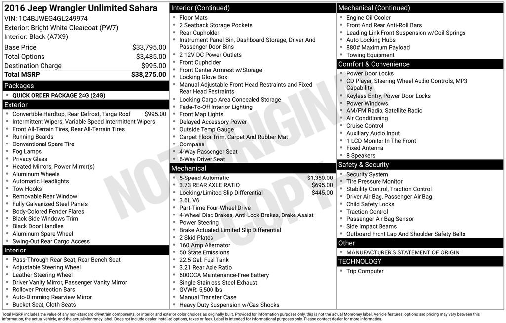 Used 2016 Jeep Wrangler Unlimited Sahara image 7