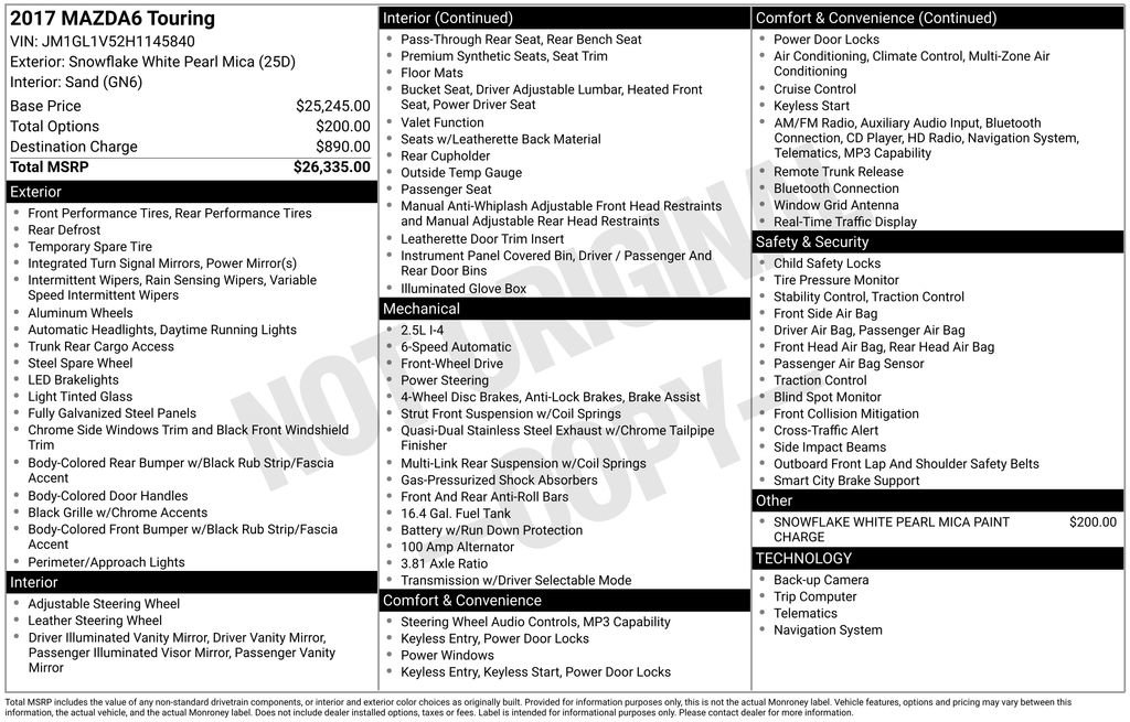 Used 2017 MAZDA MAZDA6 Touring image 43