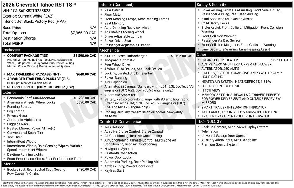 Used 2026 Chevrolet Tahoe RST w/ Comfort Package AWD/4WD image 9